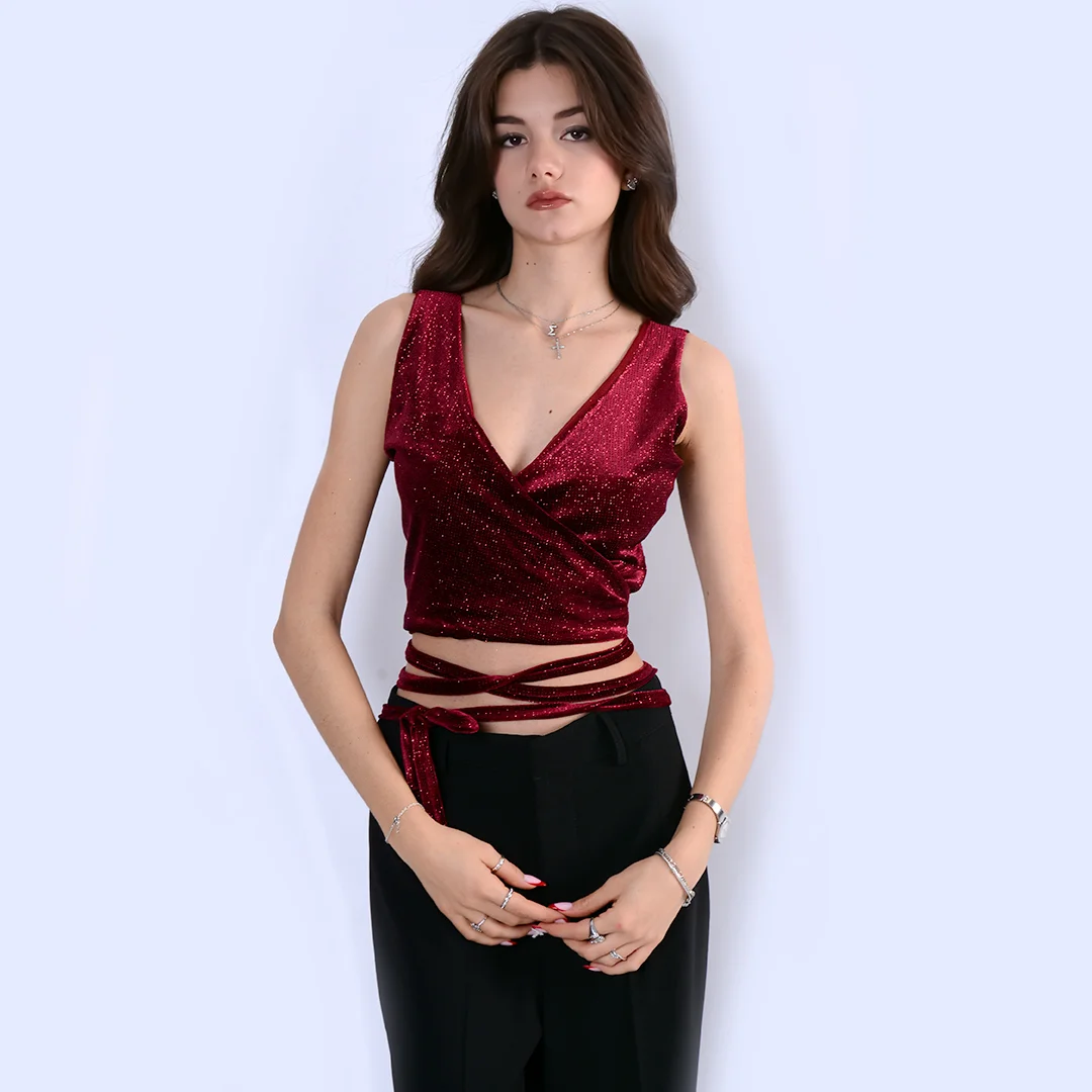 Φωτογραφία προϊόντος: C-ΤHROU C-throu Glitter Top Mia 2434007 Burgundy