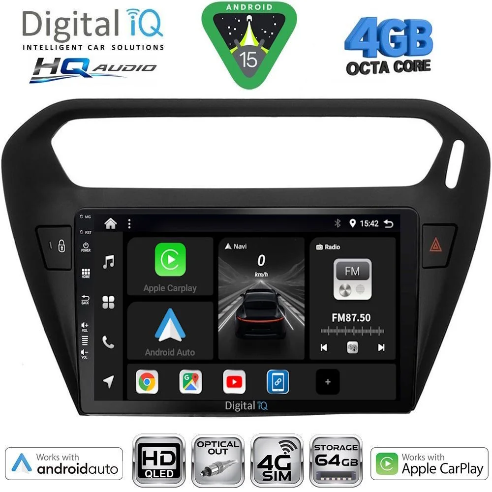 Φωτογραφία προϊόντος: DIGITAL IQ BXK 19511BL_CPAA (9inc) MULTIMEDIA TABLET for CITROEN ELYSEE – PEUGEOT 301 mod. 2013-2026 (BLACK)