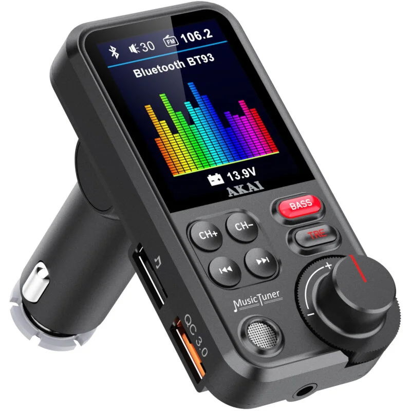 Φωτογραφία προϊόντος: FM Transmitter Με Hands Free QC Φορτιστή Bluetooth Aux-In/Out Micro SD Και 2 USB AKAI FMT-93BT