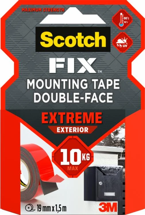 Φωτογραφία προϊόντος: 3M Scotch-FIX™ Double-Sided Extreme Exterior Mounting Tape PT1100-1915-P, 19 mm x 1,5 m, 1 Roll/Pack