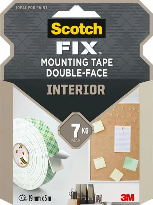 Φωτογραφία προϊόντος: 3M Scotch-FIX™ Double-Sided Interior Mounting Tape 4496G-1950-P, 19 mm x 5 m, 1 Roll/Pack