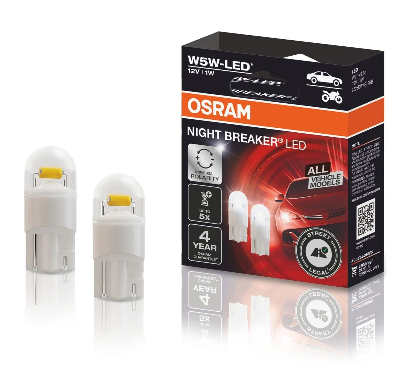 Φωτογραφία προϊόντος: Osram Λάμπες Led T10 W5W 12Volt 1Watt Night Breaker 6000k 2Τμχ