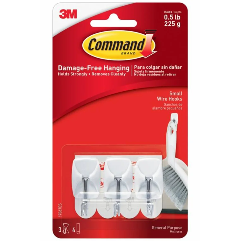 Φωτογραφία προϊόντος: 3M Command™ Small Wire Hooks 17067-CEE, White, 3 Hooks, 4 Strips