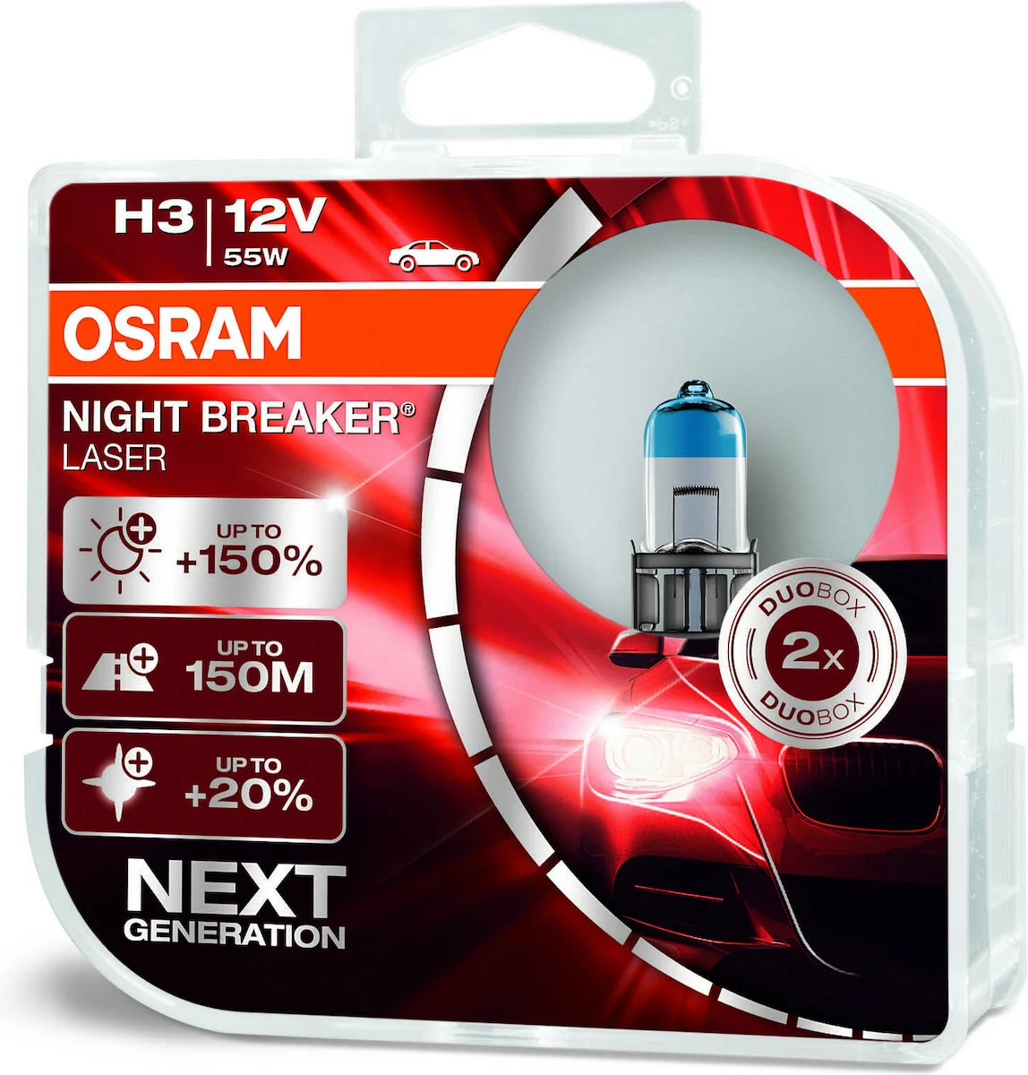 Φωτογραφία προϊόντος: Osram Λάμπες Αυτοκινήτου Night Breaker Laser +150% H3 Αλογόνου 12V 55W 2τμχ