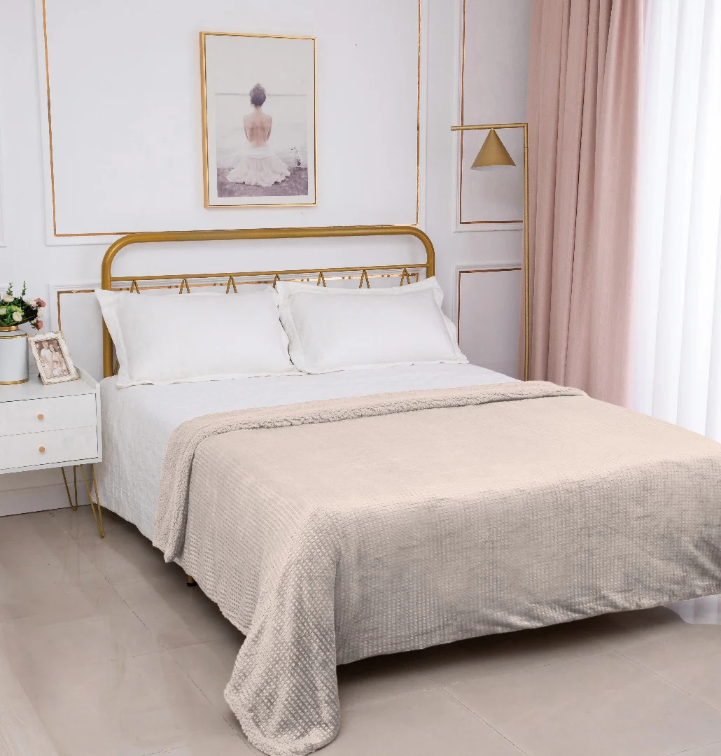Φωτογραφία προϊόντος: SilkFashion Κουβέρτα με sherpa damask (220cm x 240cm) camel