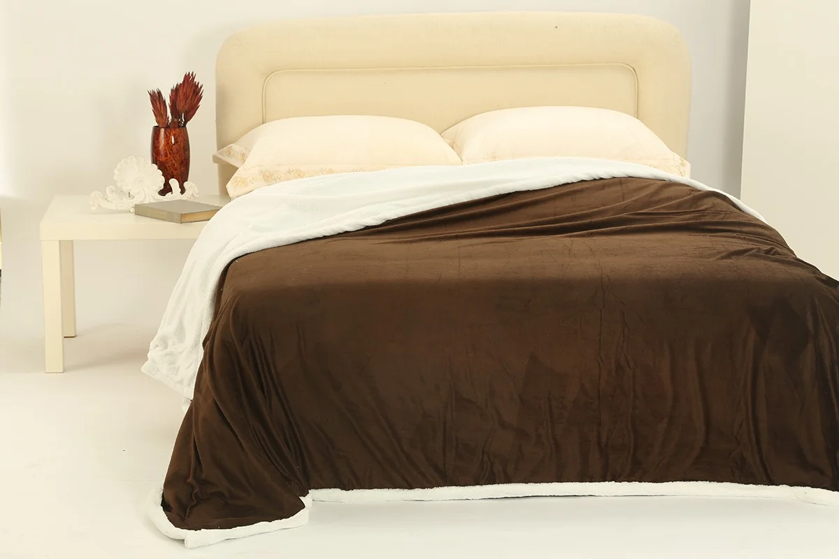 Φωτογραφία προϊόντος: SilkFashion κουβέρτα fleece με sherpa (170cm x 220cm) ξυρισμένο καφέ