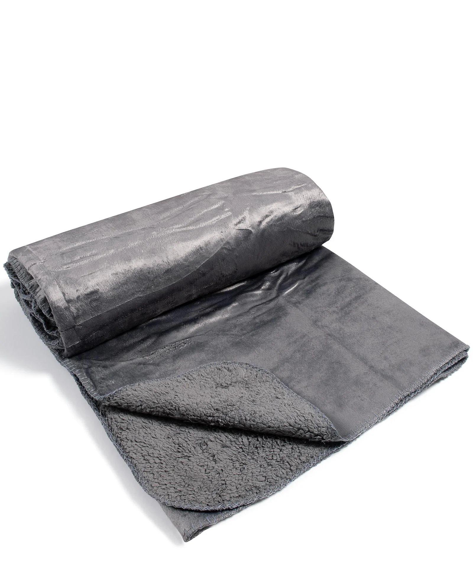 Φωτογραφία προϊόντος: SilkFashion κουβέρτα velvet fleece με sherpa (170cm x 220cm) γκρί