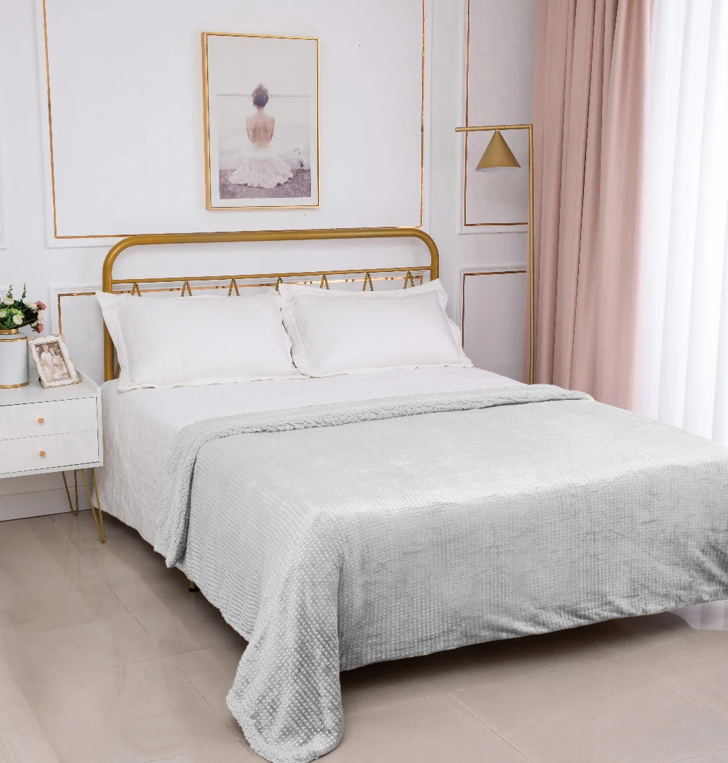 Φωτογραφία προϊόντος: SilkFashion Κουβέρτα με sherpa damask (220cm x 240cm) light grey
