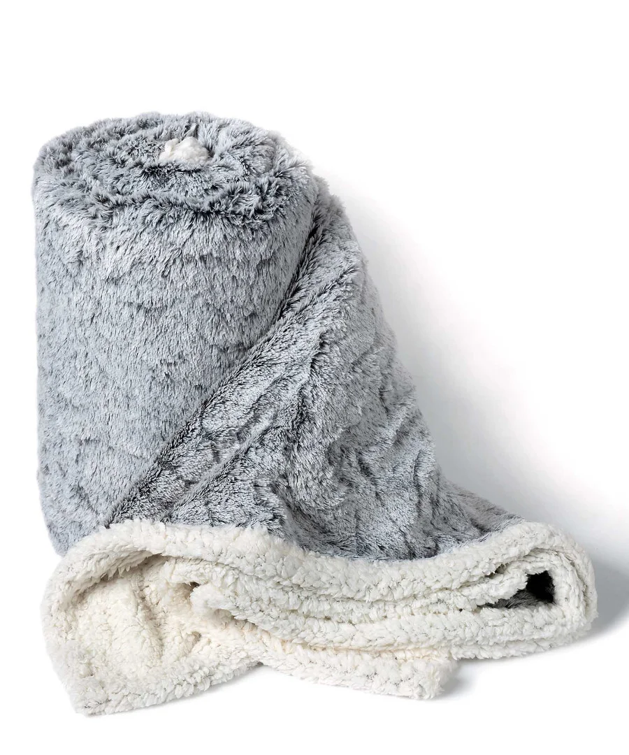 Φωτογραφία προϊόντος: SilkFashion κουβέρτα fleece με sherpa (170cm x 220cm) animal γκρί