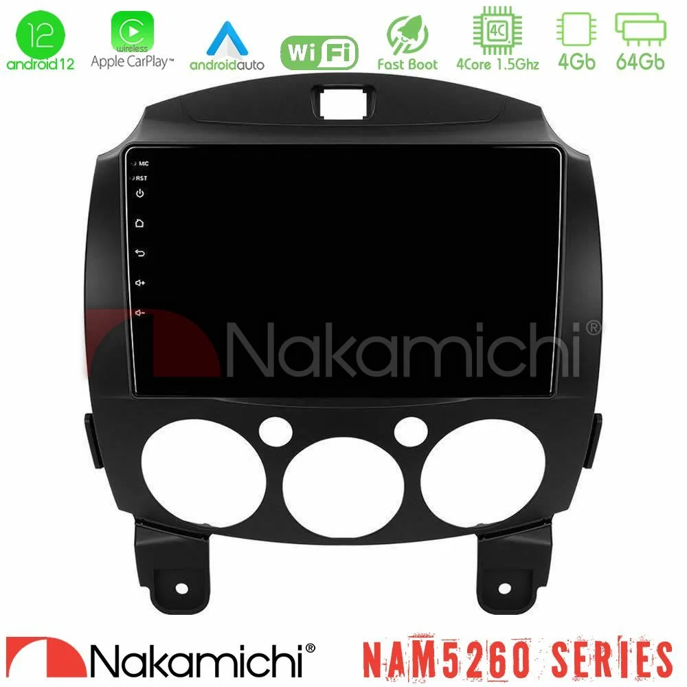 Φωτογραφία προϊόντος: Nakamichi NAM5260 Series 4Core Android12 4+64GB Mazda 2 2008-2014 Navigation Multimedia Tablet 9 Με Carplay & Android Auto