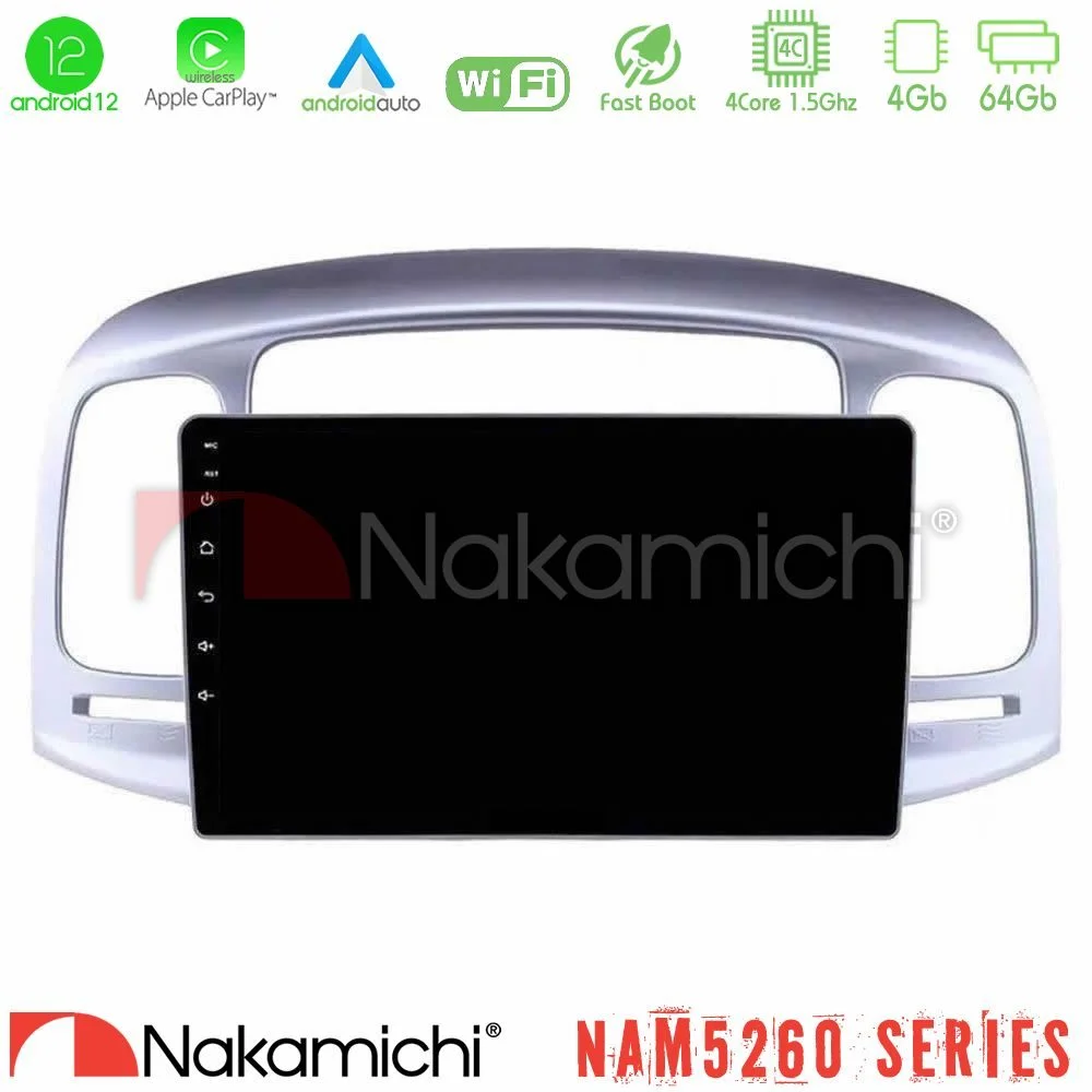 Φωτογραφία προϊόντος: Nakamichi NAM5260 Series 4Core Android12 4+64GB Hyundai Accent 2006-2011 Navigation Multimedia Tablet 9 Με Carplay & Android Auto