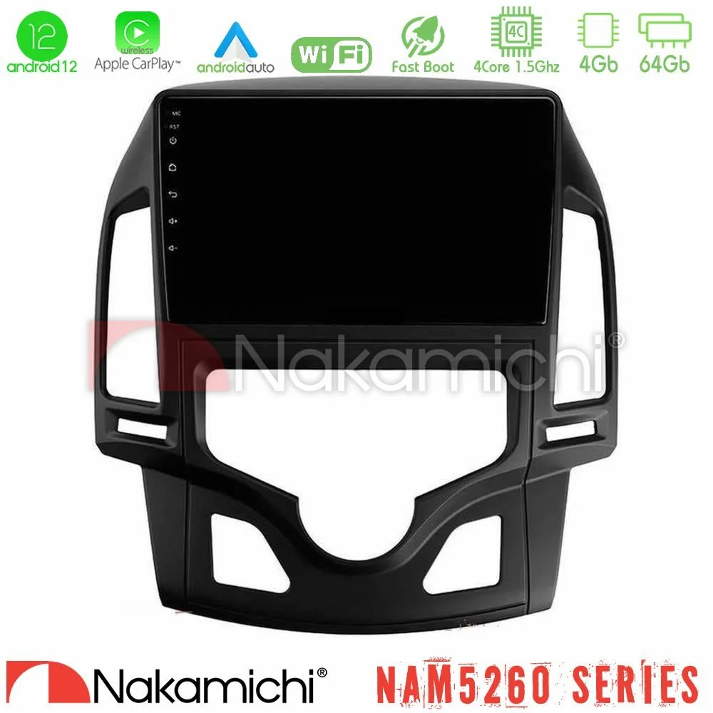 Φωτογραφία προϊόντος: Nakamichi NAM5260 Series 4Core Android12 4+64GB Hyundai i30 2007-2012 Auto A/C Navigation Multimedia Tablet 9 Με Carplay & Android Auto