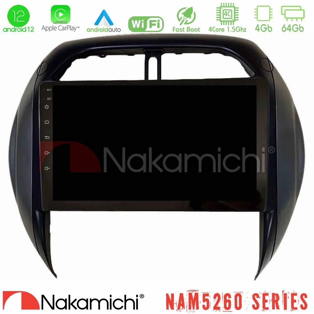 Φωτογραφία προϊόντος: Nakamichi NAM5260 Series 4Core Android12 4+64GB Toyota RAV4 2001-2005 (Auto A/C) Navigation Multimedia Tablet 9 Με Carplay & Android Auto