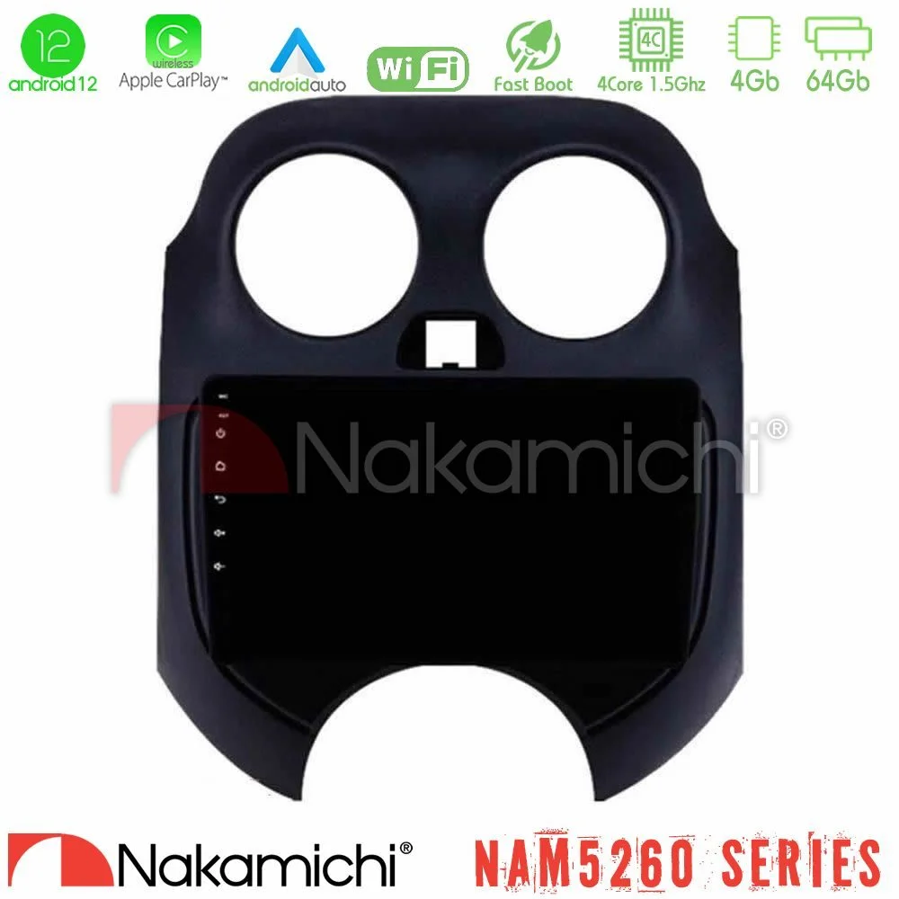 Φωτογραφία προϊόντος: Nakamichi NAM5260 Series 4Core Android12 4+64GB Nissan Micra 2011-2014 Navigation Multimedia Tablet 9 Με Carplay & Android Auto
