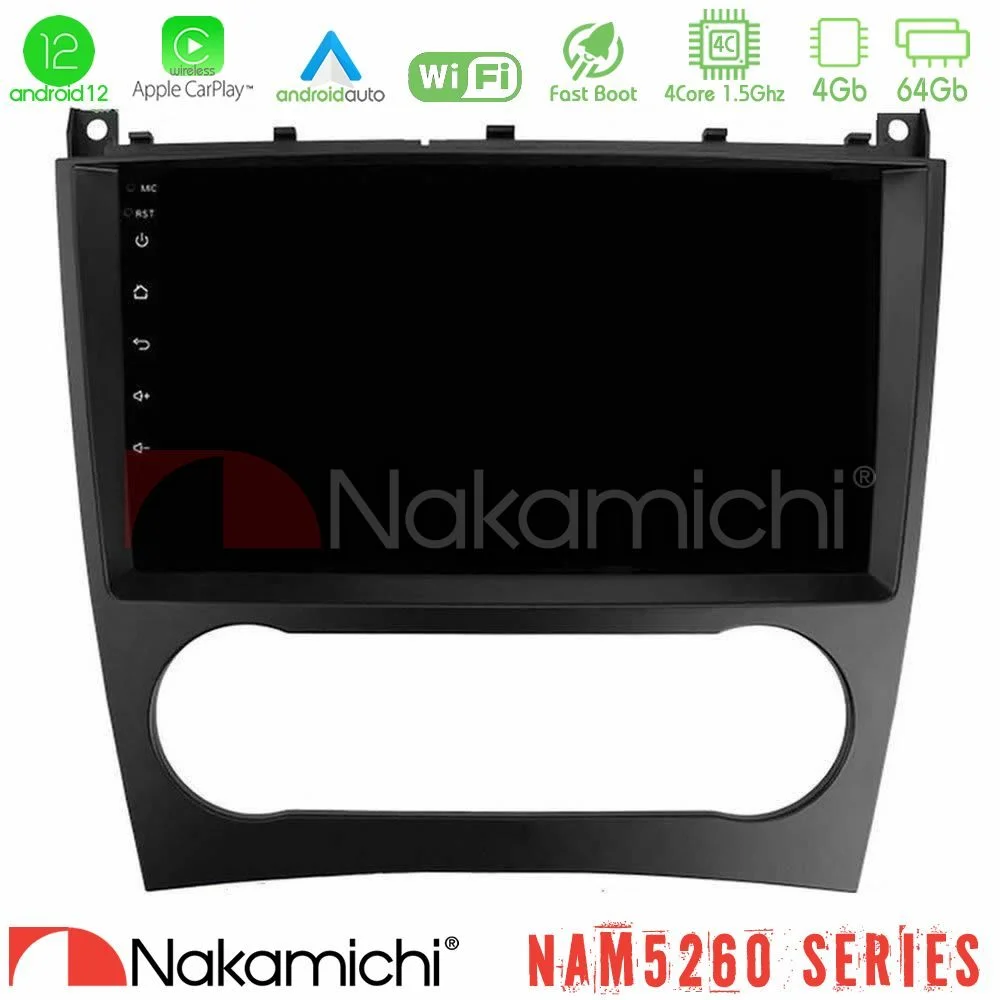 Φωτογραφία προϊόντος: Nakamichi NAM5260 Series 4Core Android12 4+64GB Mercedes W203 Facelift Navigation Multimedia Tablet 9 Με Carplay & Android Auto