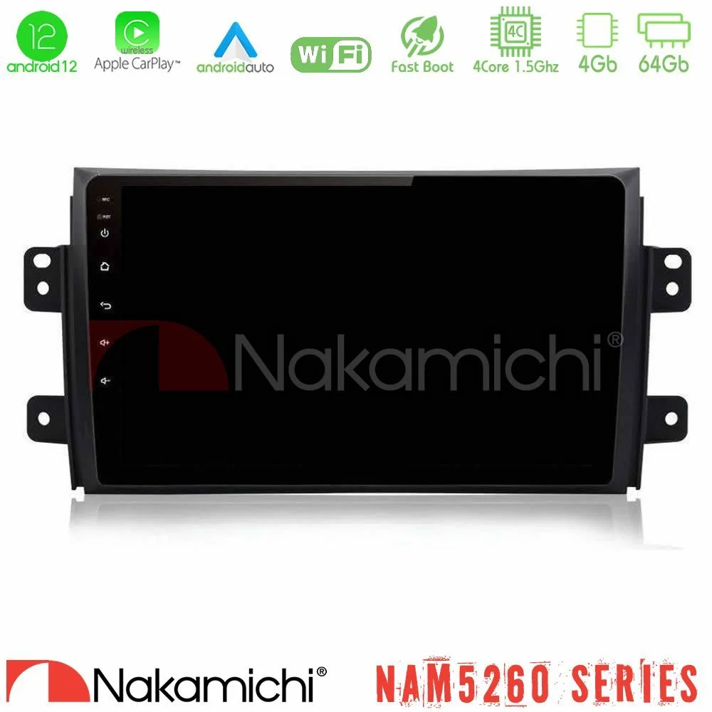 Φωτογραφία προϊόντος: Nakamichi NAM5260 Series 4Core Android12 4+64GB Suzuki SX4 2006-2014 Fiat Sedici 2006-2014 Navigation Multimedia Tablet 9 Με Carplay & Android Auto