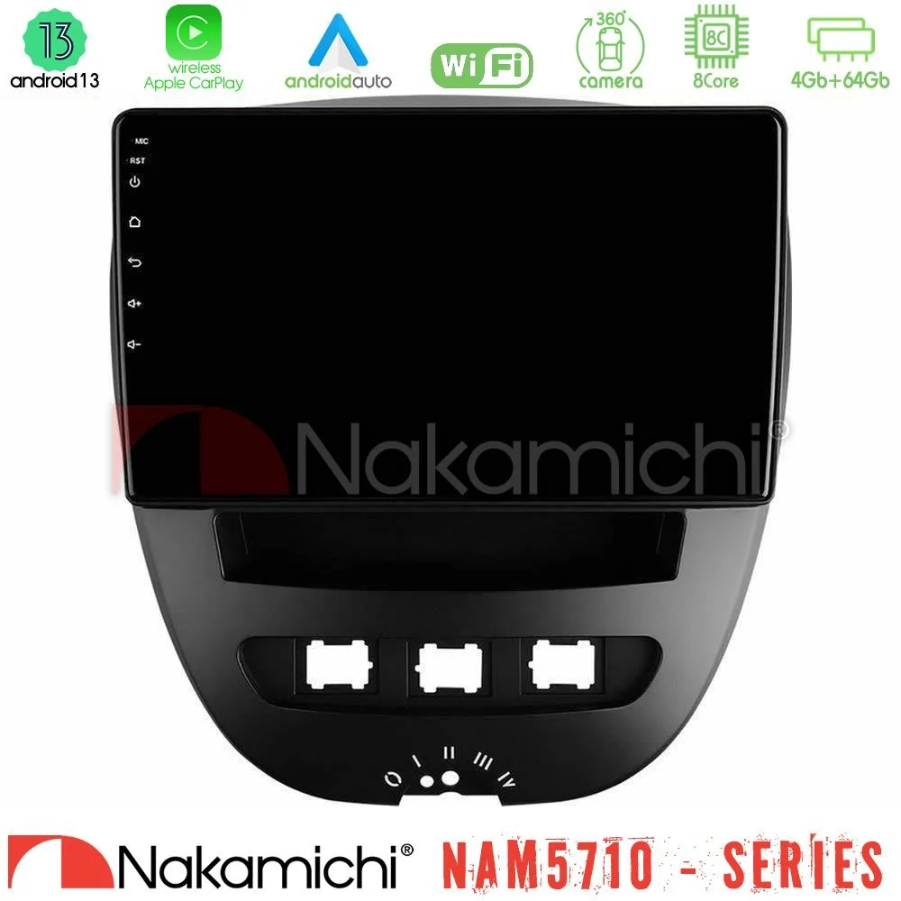 Φωτογραφία προϊόντος: Nakamichi NAM5710 Series 8Core Android13 4+64GB Toyota Aygo/Citroen C1/Peugeot 107 Navigation Multimedia Tablet 10