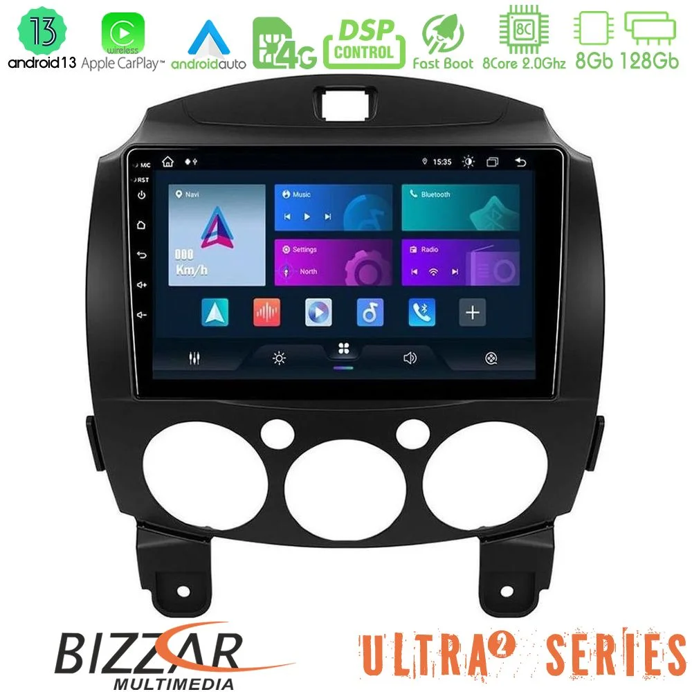 Φωτογραφία προϊόντος: Bizzar Ultra Series Mazda 2 2008-2014 8core Android13 8+128GB Navigation Multimedia Tablet 9