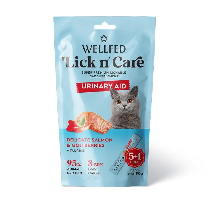 Φωτογραφία προϊόντος: Λιχουδιά Γάτας Wellfed Lick n Care - Purée Urinary Aid (6x15gr) 90gr
