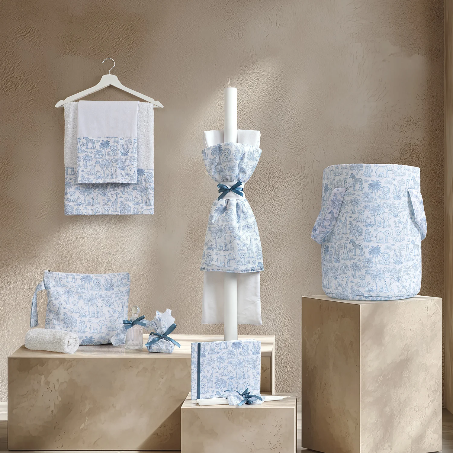 Φωτογραφία προϊόντος: Beauty Home ΣΕΤ ΒΑΠΤΙΣΗΣ Παιδικά Ζώα Της Ζούγκλας Γαλάζιο