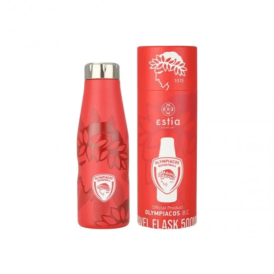 Φωτογραφία προϊόντος: Estia Home Art Estia Travel Flask Save the Aegean Μπουκάλι Θερμός Ανοξείδωτο BPA Free 500ml Olympiakos BC Κόκκινο 00-27179