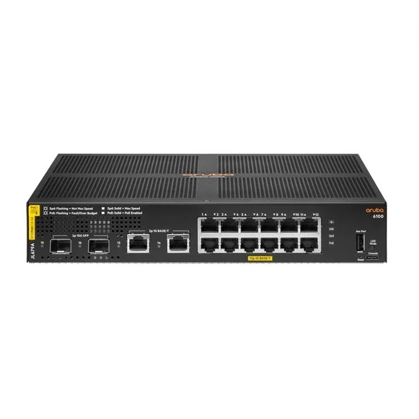 Φωτογραφία προϊόντος: Hewlett Packard HPE Aruba Switch CX 6100 12G 2SFP+ 12xGBit/2xSFP+ PoE 139W JL679A