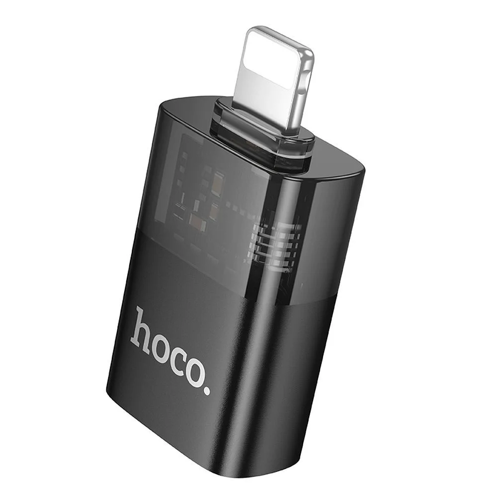 Φωτογραφία προϊόντος: Adapter OTG Lightning to USB A Hoco UA36 black transparent