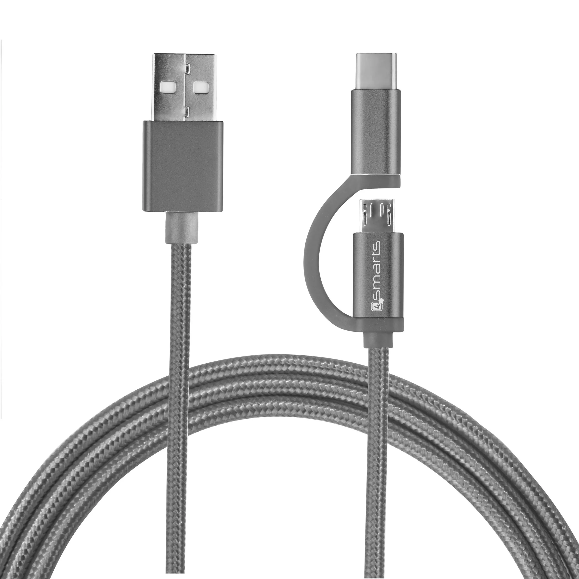 Φωτογραφία προϊόντος: 4Smarts Καλώδιο USB-A σε Micro-USB και USB-C 1M 4S468544