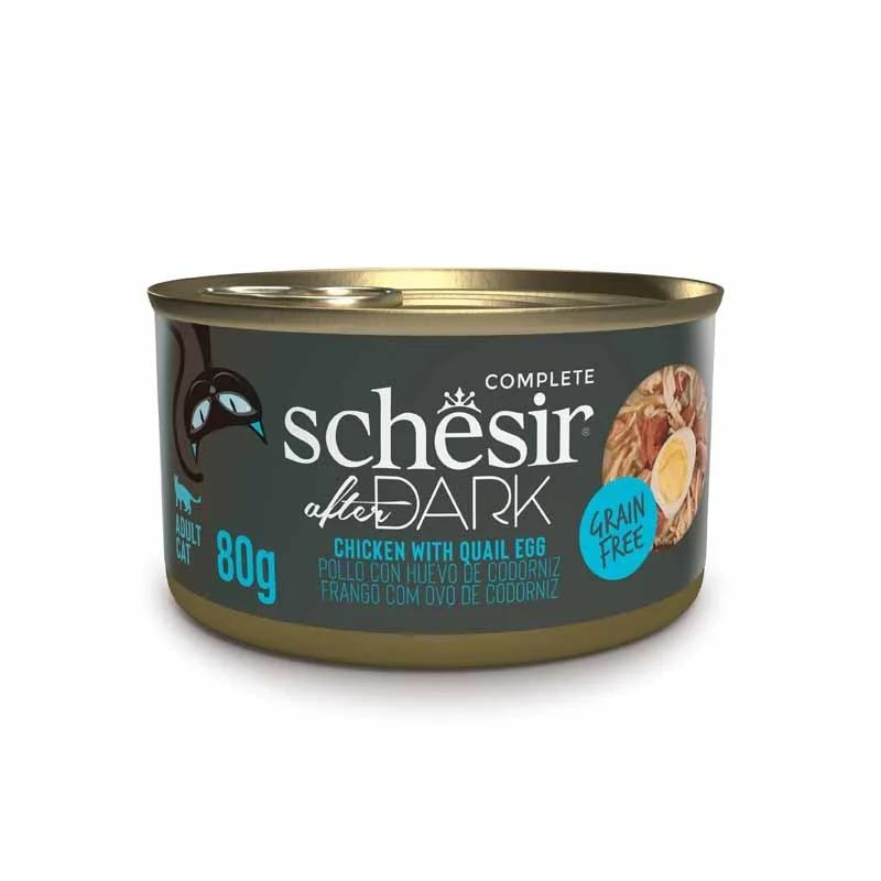 Φωτογραφία προϊόντος: Schesir Cat After Dark Grain Free Wholefood με Κοτόπουλο και Αυγό Ορτυκιού 80gr