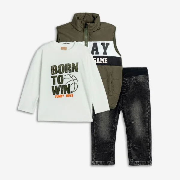 Φωτογραφία προϊόντος: Παιδικό σετ 3τμχ for Funky Kids αγόρι 1-6 ετών 225-395105-1 Χακί