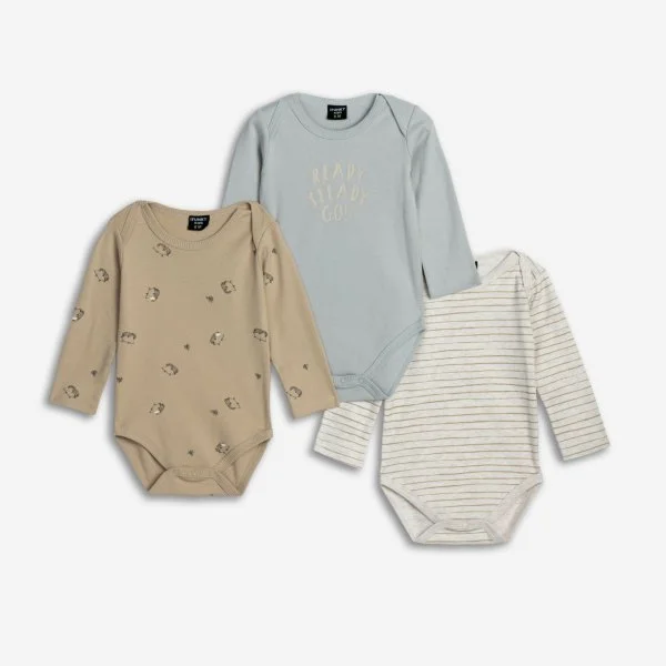 Φωτογραφία προϊόντος: Βρεφικό σετ 3τμχ for Funky Kids αγόρι 1-12 μηνών 225-050141-1 Γκρι-Μπεζ
