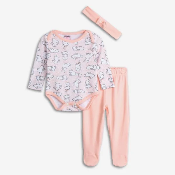 Φωτογραφία προϊόντος: Βρεφικό Σετ 3τμχ for Funky Kids κορίτσι 1-9 μηνών 225-060129-1 Ροζ