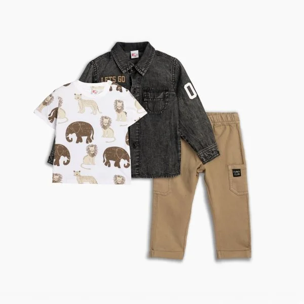Φωτογραφία προϊόντος: Βρεφικό σετ 3τμχ for Funky Kids αγόρι 6-24 μηνών 125-895100-1 Ανθρακί