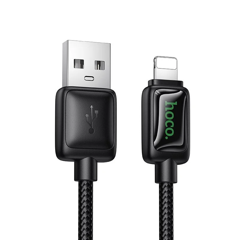 Φωτογραφία προϊόντος: Cable with LCD USB A to Lightning Hoco 2,4A 1,2 m U146 black