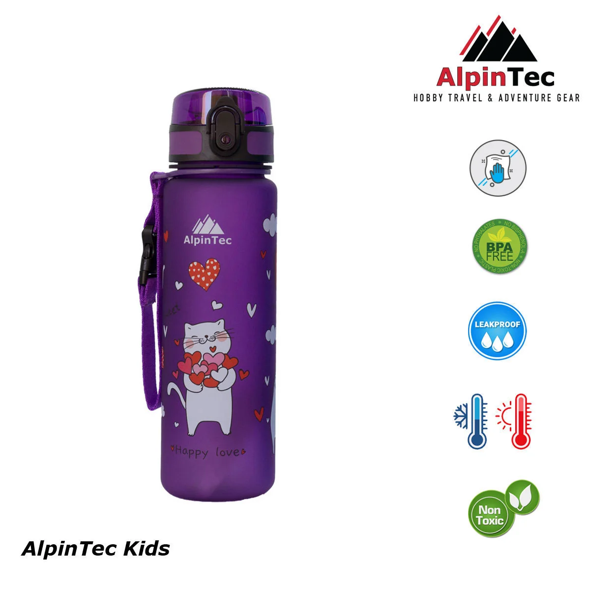 Φωτογραφία προϊόντος: AlpinTec Kids Παγούρι Tritan 500ml Cats Purple