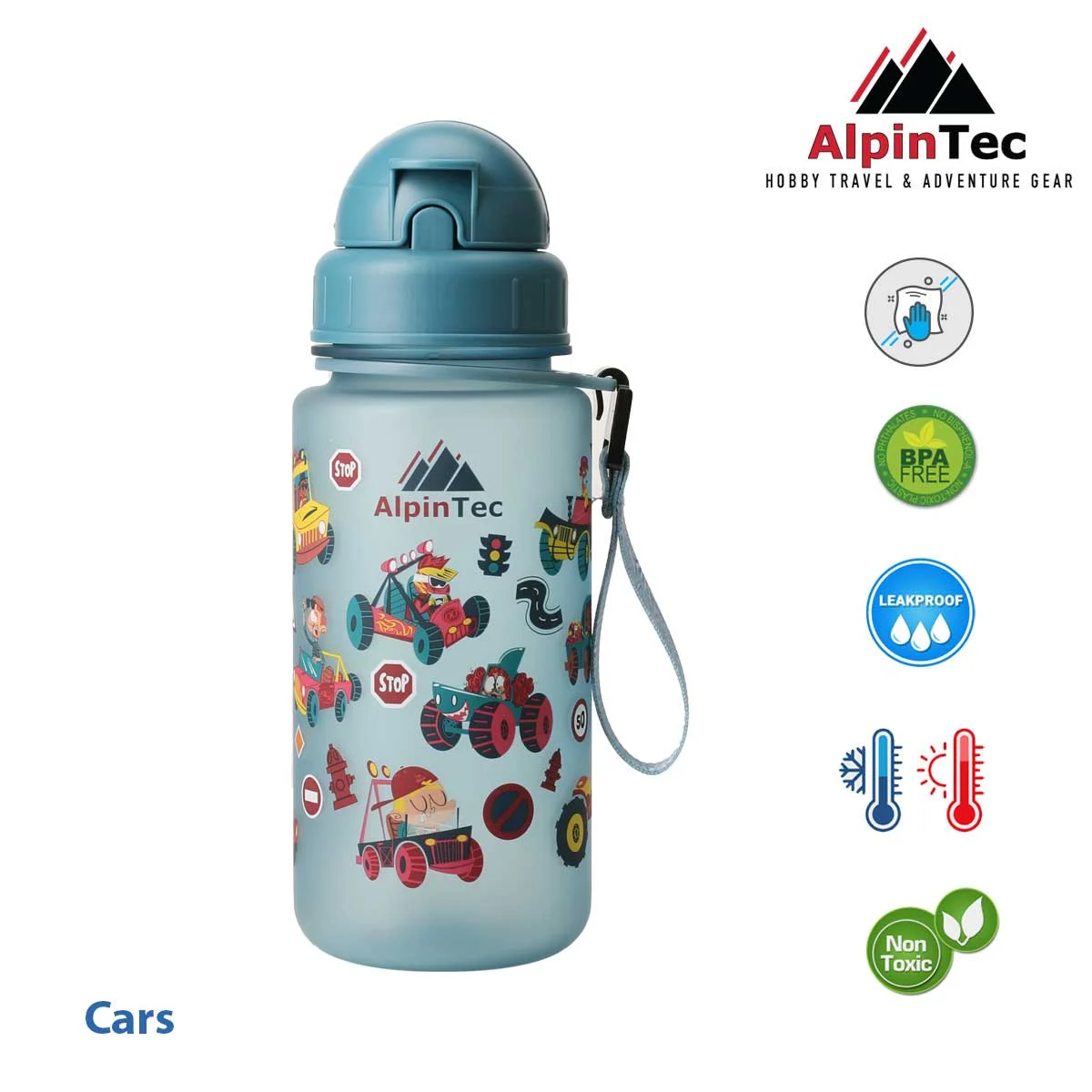 Φωτογραφία προϊόντος: AlpinTec Kids Παγούρι Tritan 400ml με Καλαμάκι Cars Glow Blue