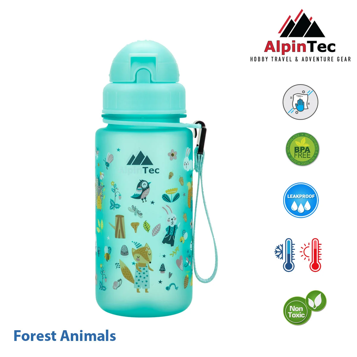 Φωτογραφία προϊόντος: AlpinTec Kids Παγούρι Tritan 400ml με Καλαμάκι Forest Spindrift