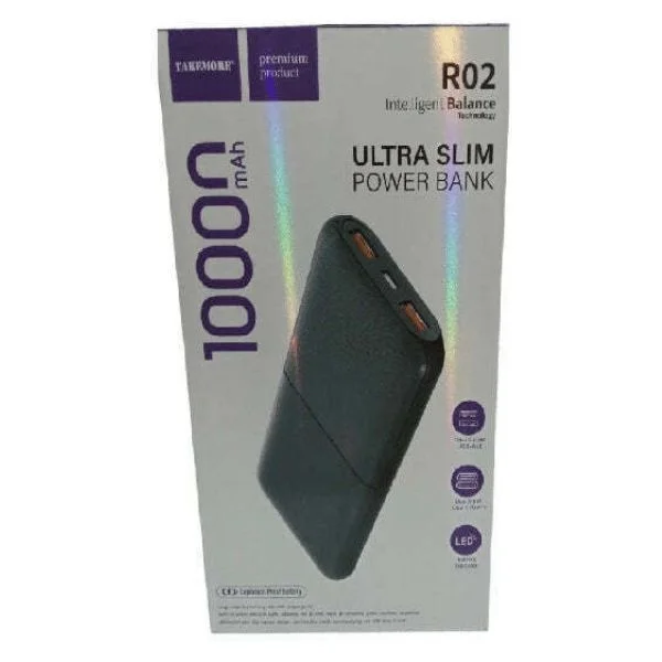Φωτογραφία προϊόντος: OEM Power Bank 10000mAh με Διπλή Έξοδο USB-A Takemore R02 Μαύρο