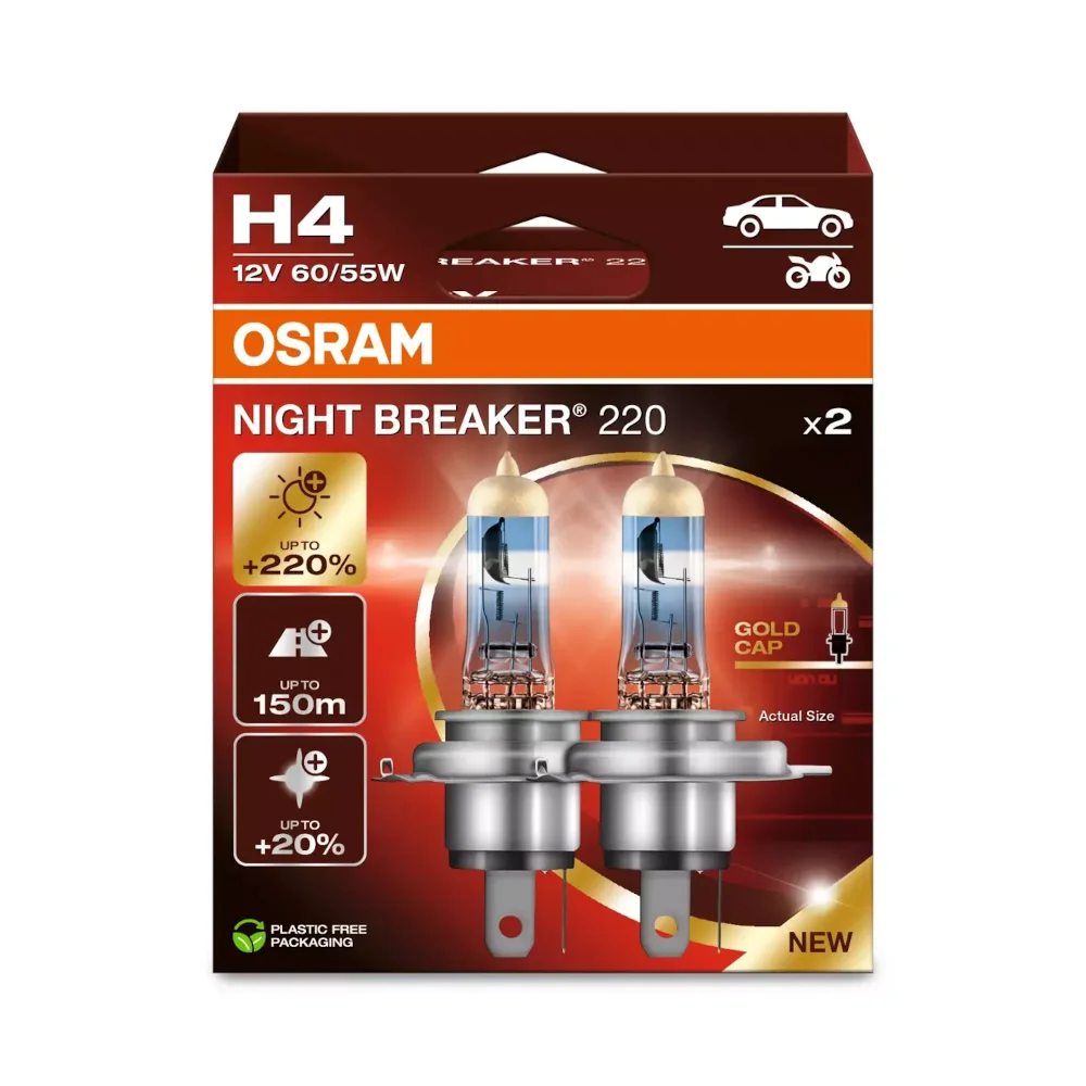 Φωτογραφία προϊόντος: Λάμπα αυτοκινήτου OSRAM H4 Night Breaker 220 64193NB220-2HB (2 τεμάχια)
