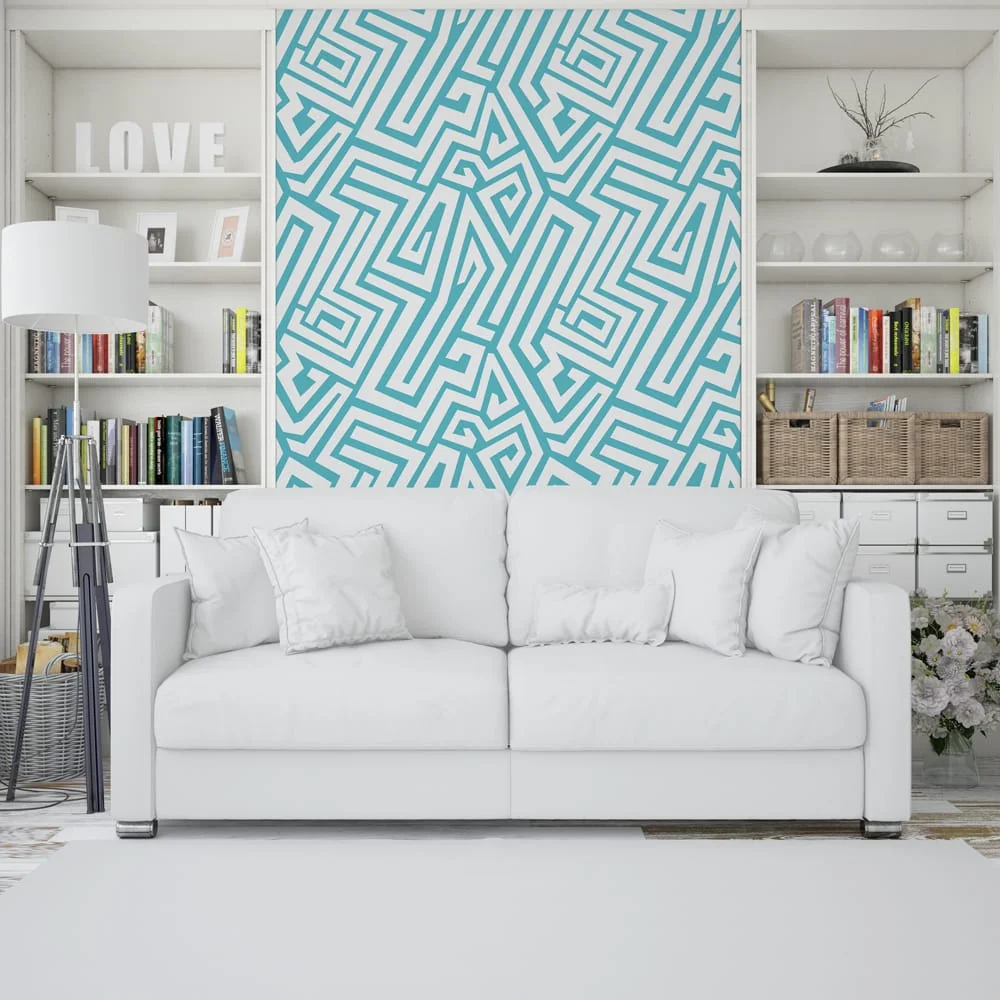 Φωτογραφία προϊόντος: OEM Ταπετσαρία Τοίχου Maze turquoise Μαύρο Χαρτί