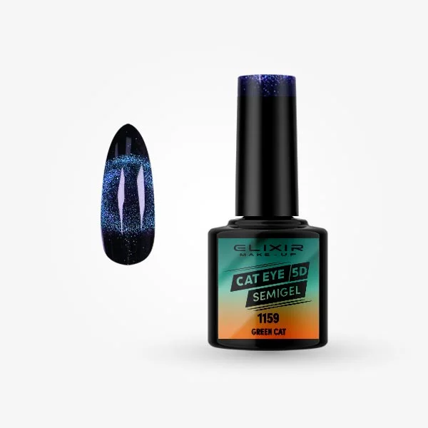 Φωτογραφία προϊόντος: Elixir Makeup Elixir Cat Eye 5D Semi Gel (Ημιμόνιμο Βερνίκι) - 1159 (Green Cat) 8ml