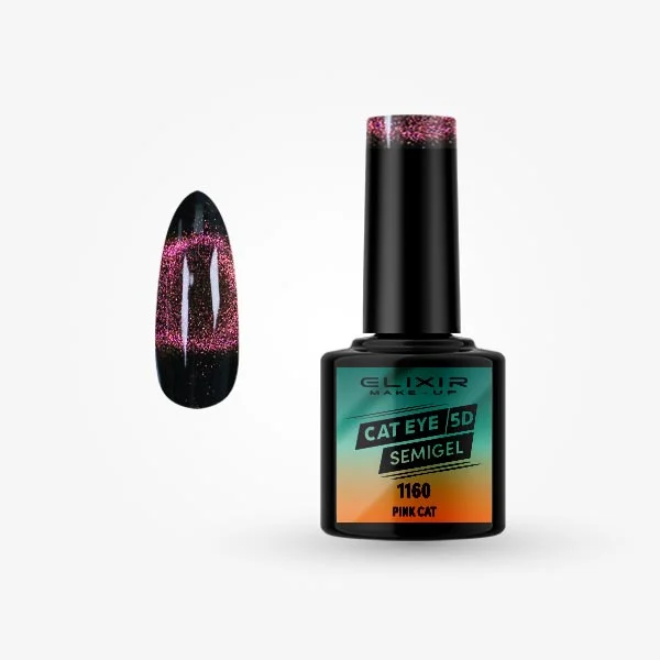 Φωτογραφία προϊόντος: Elixir Makeup Elixir Cat Eye 5D Semi Gel (Ημιμόνιμο Βερνίκι) - 1160 (Pink Cat) 8ml