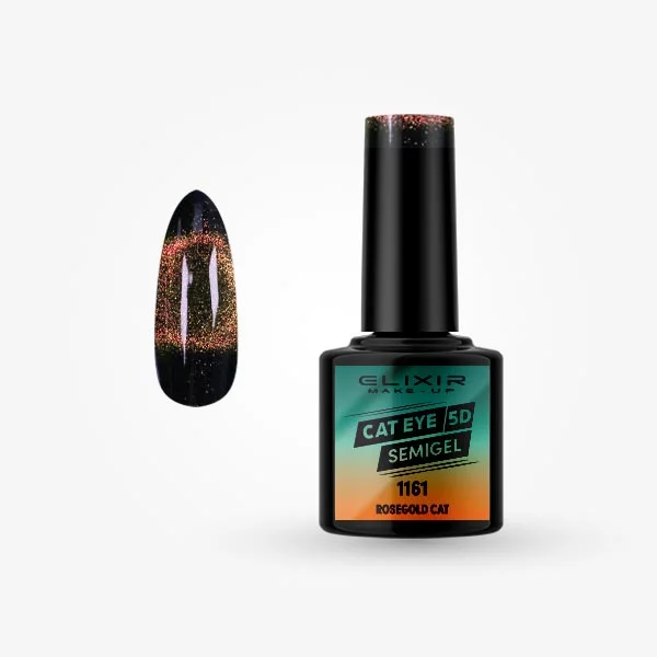 Φωτογραφία προϊόντος: Elixir Makeup Elixir Cat Eye 5D Semi Gel (Ημιμόνιμο Βερνίκι) - 1161 (Rosegold Cat) 8ml