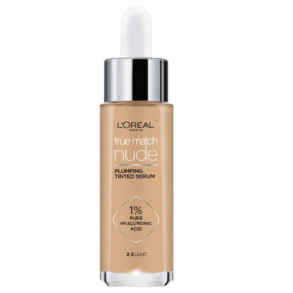Φωτογραφία προϊόντος: L'OREAL L'Oréal Paris True Match Nude Tinted Serum Foundation Ενυδατικό Serum Μακιγιάζ με Υαλουρονικό Οξύ 30ml - 2-3 Light