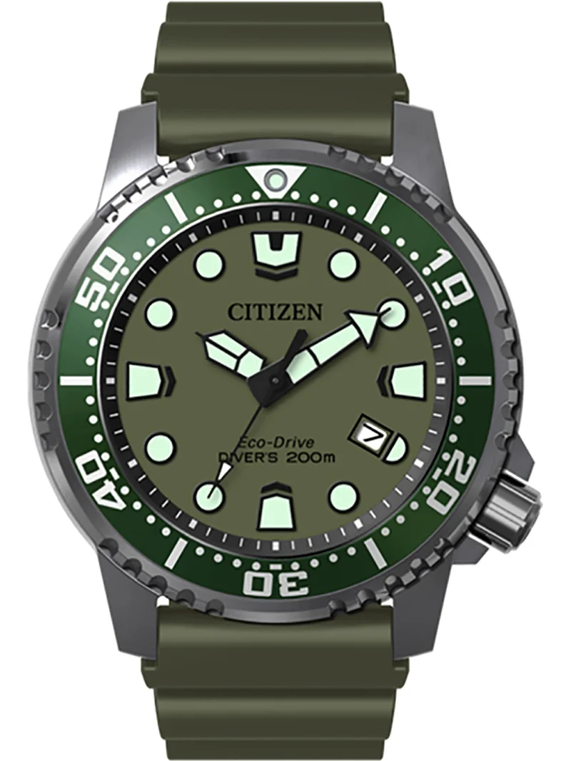 Φωτογραφία προϊόντος: Citizen Eco-Drive Promaster Ρολόι Ηλιακής Ενέργειας με Πράσινο Καουτσούκ Λουράκι BN0157-11X