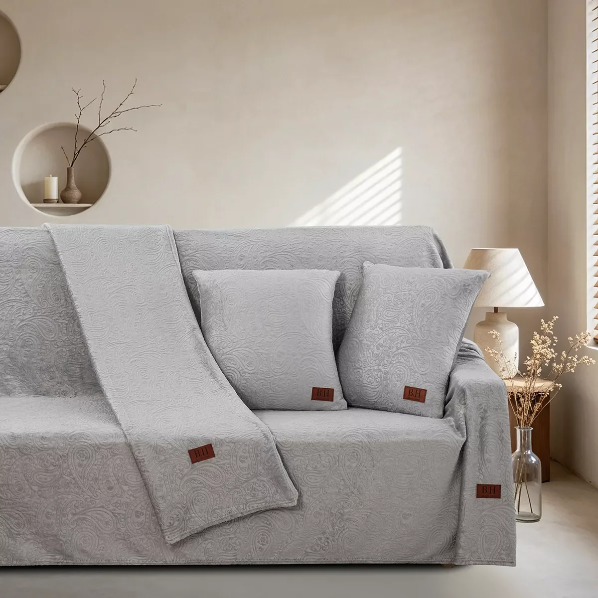 Φωτογραφία προϊόντος: Beauty Home Σετ ριχτάρι 3τμχ Sienna Art 8674 (180x160+180x250+180x300) Γκρι Σετ ριχταριών 3τμχ