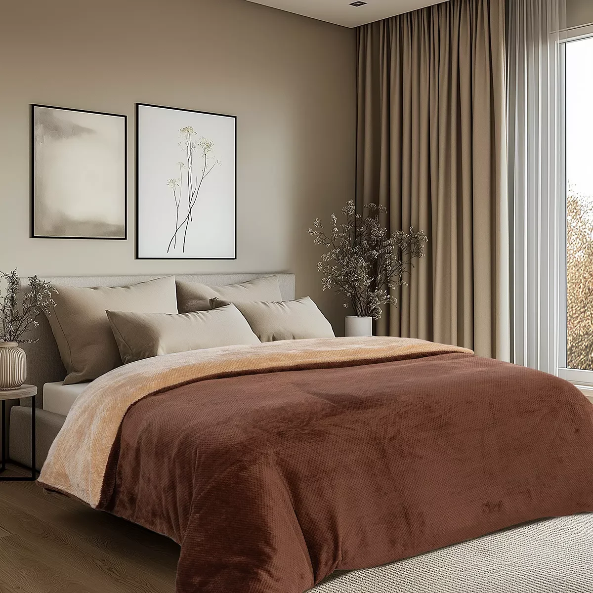 Φωτογραφία προϊόντος: Beauty Home Παπλωματοθήκη υπέρδιπλη διπλής όψεως Art 11602 Jacquard fleece 700gsm Fiesta Plus 220x240 Καφέ,Μπεζ 220x240