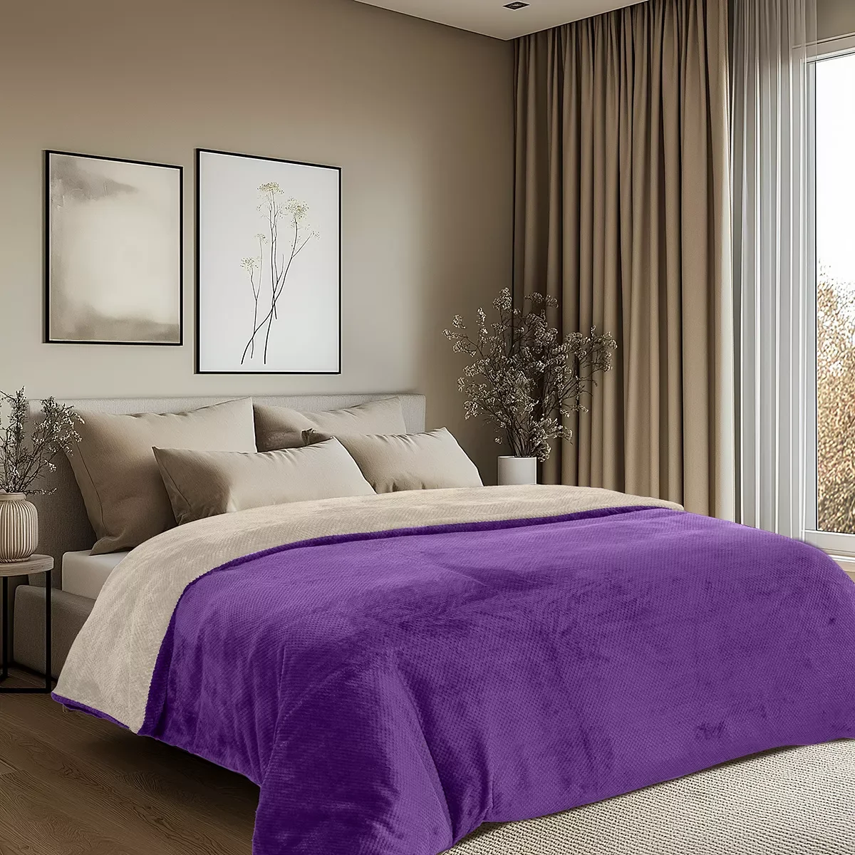 Φωτογραφία προϊόντος: Beauty Home Παπλωματοθήκη υπέρδιπλη διπλής όψεως Art 11602 Jacquard fleece 700gsm Fiesta Plus 220x240 Εκρού,Μωβ 220x240
