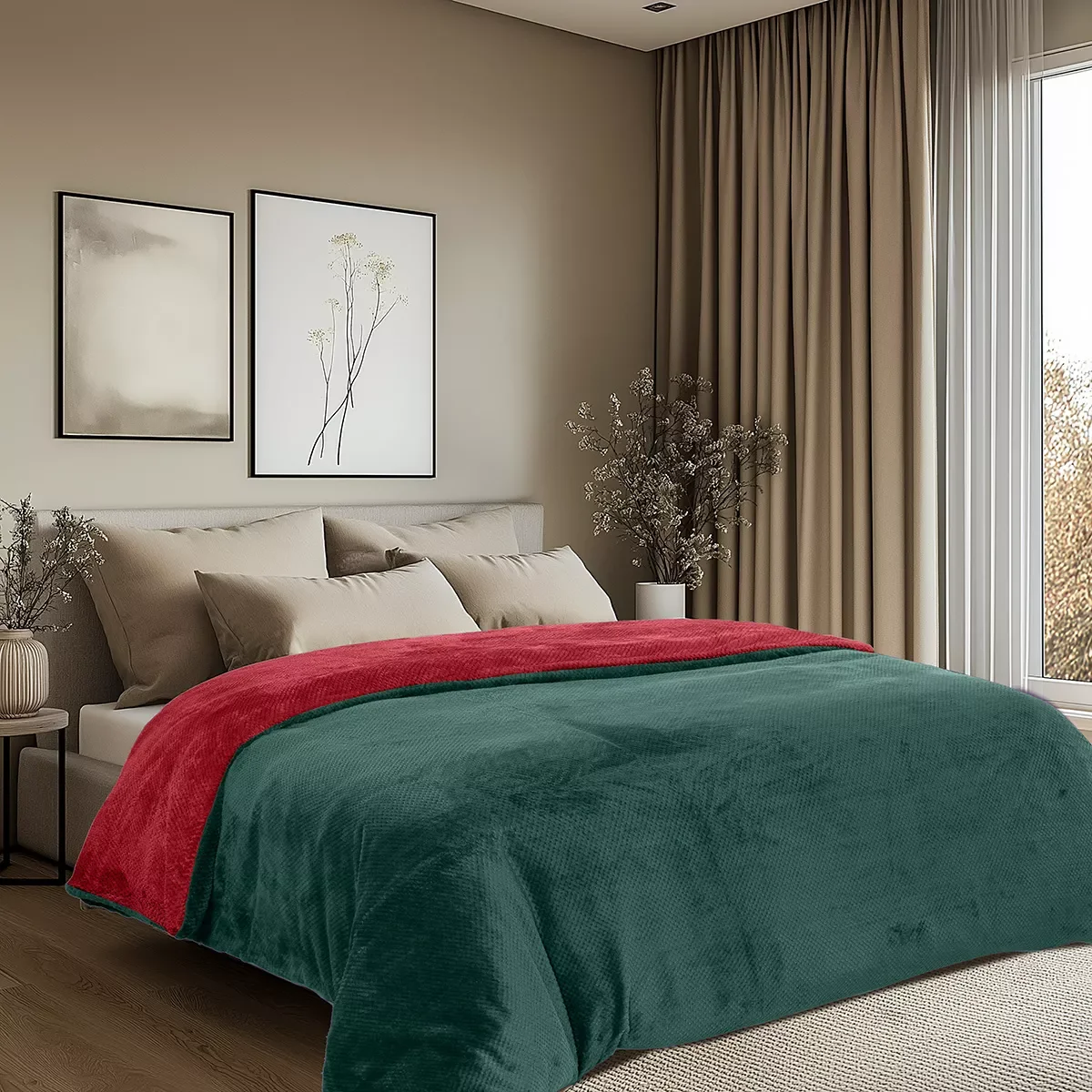 Φωτογραφία προϊόντος: Beauty Home Παπλωματοθήκη υπέρδιπλη διπλής όψεως Art 11602 Jacquard fleece 700gsm Fiesta Plus 220x240 Πράσινο,Κόκκινο 220x240