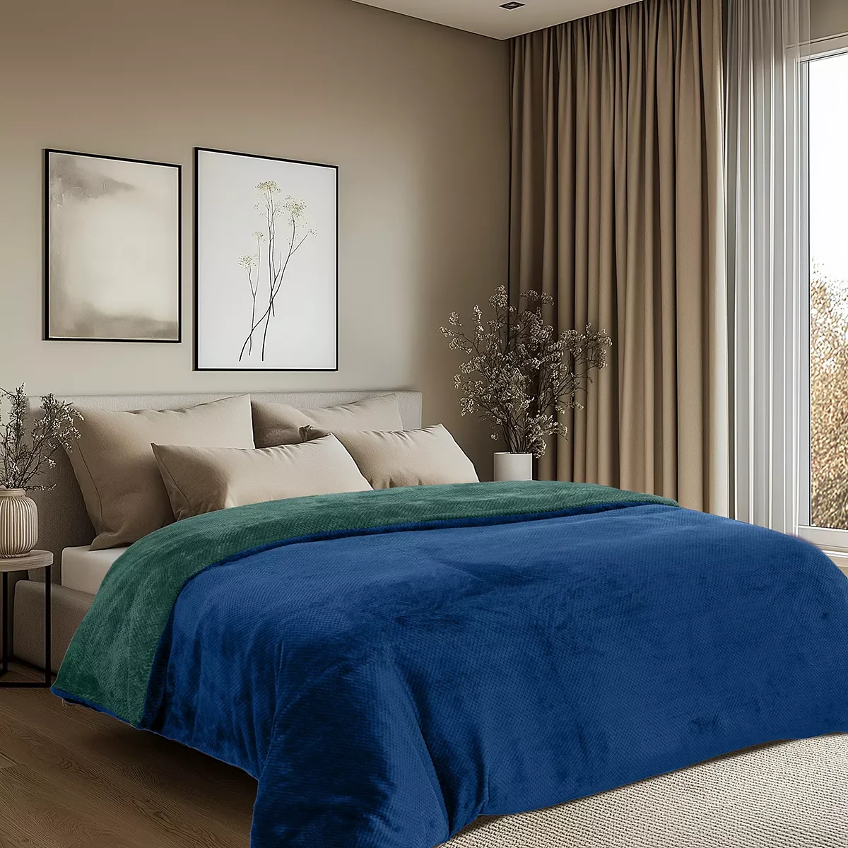 Φωτογραφία προϊόντος: Beauty Home Παπλωματοθήκη υπέρδιπλη διπλής όψεως Art 11602 Jacquard fleece 700gsm Fiesta Plus 220x240 Μπλε,Πράσινο 220x240